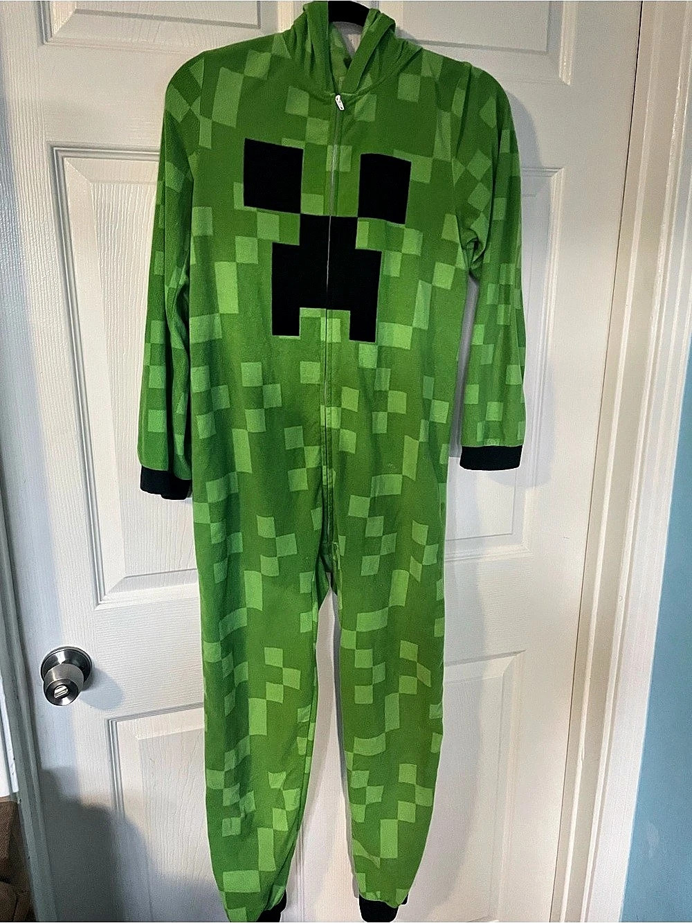 Minecraft Creeper Green & Black  pajamas jumpsuit Boys 14/16